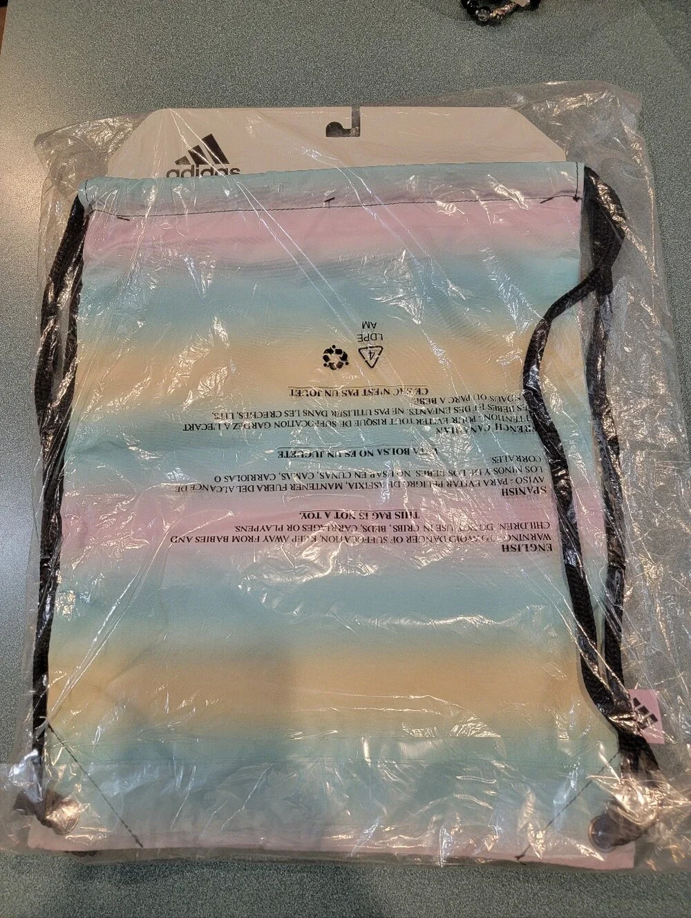NWT adidas Ready Sackpack Drawstring Backpack Gym Bag Pastel Stripe